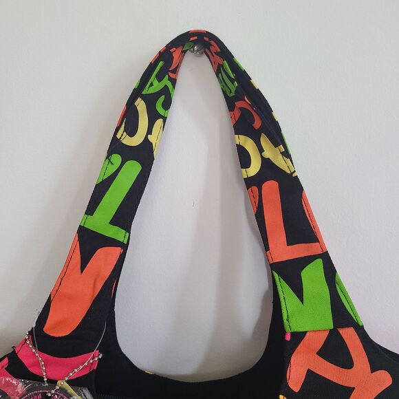 NWT Robin Ruth Hobo Tote Punta Cana Canvas Neon Logo Zipper Close COA New - Picture 5 of 10